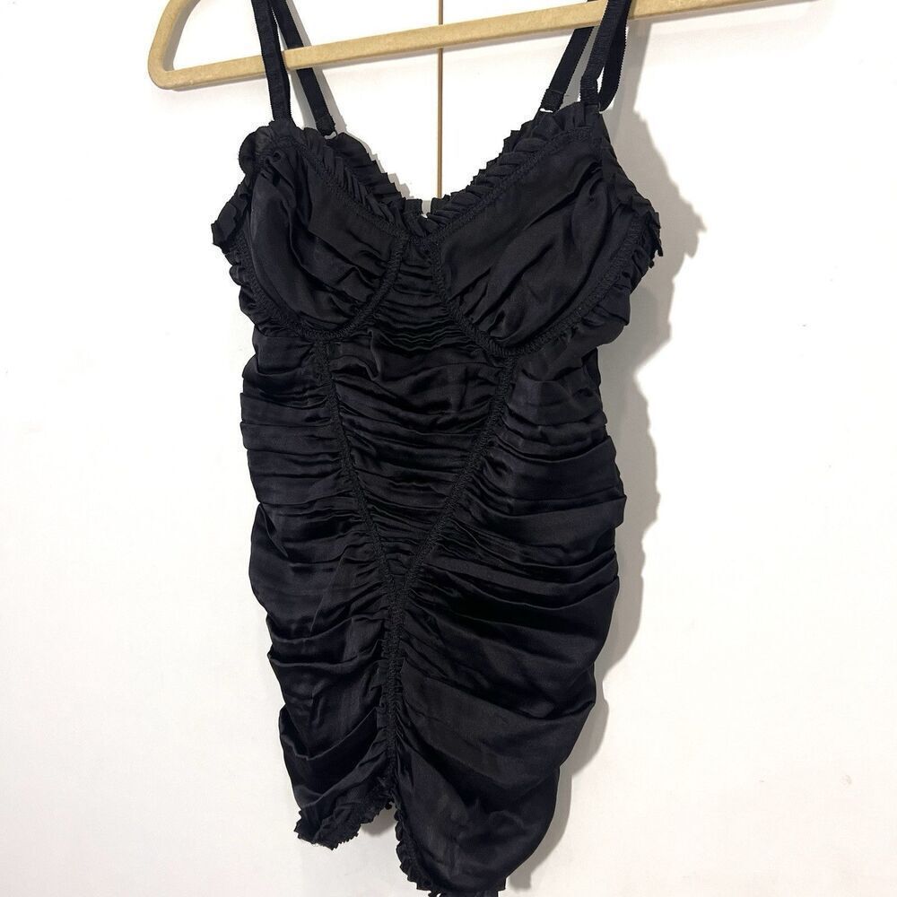 Dolce & Gabbana Corset Top Silk Ruched‎ Black Feminine Bustier Size 38